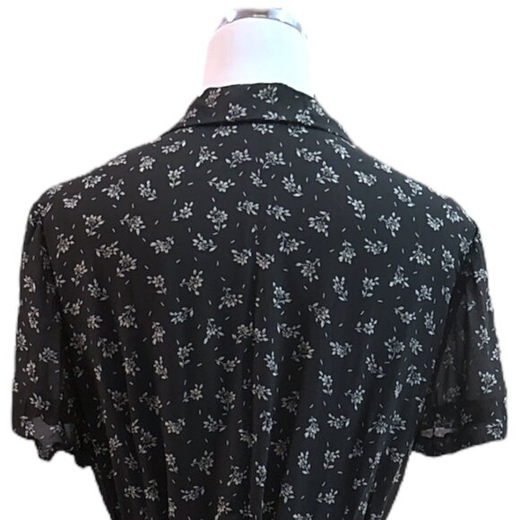 Vtg Dark Academia Ditzy Floral Maxi Dress Sz 8 Button Front Collared Cottagecore - Picture 13 of 15